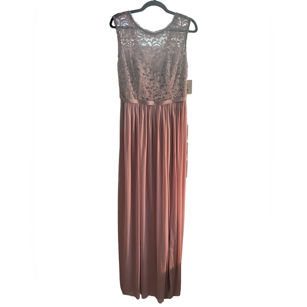 New! David's Bridal Lace Overlay Cap Sleeveless Long Gown Lined Mauve Purple S10
